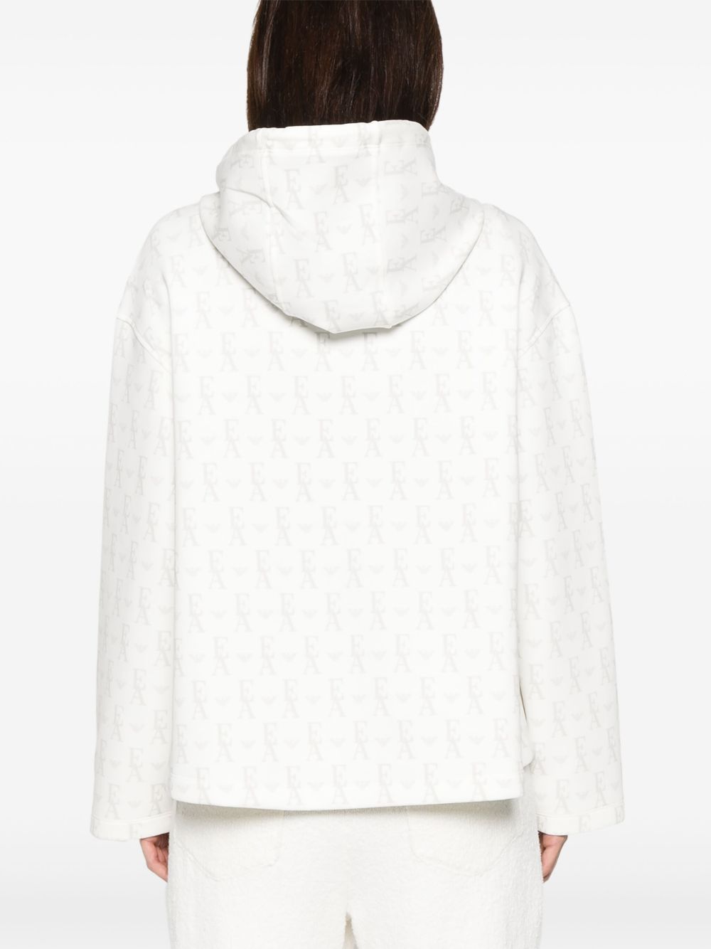 Emporio Armani Zip-up hoodie in double jersey with all-over lettering Emporio Armani
