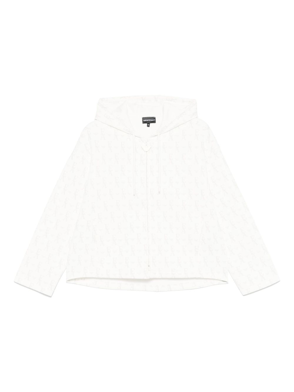 Emporio Armani Zip-up hoodie in double jersey with all-over lettering Emporio Armani