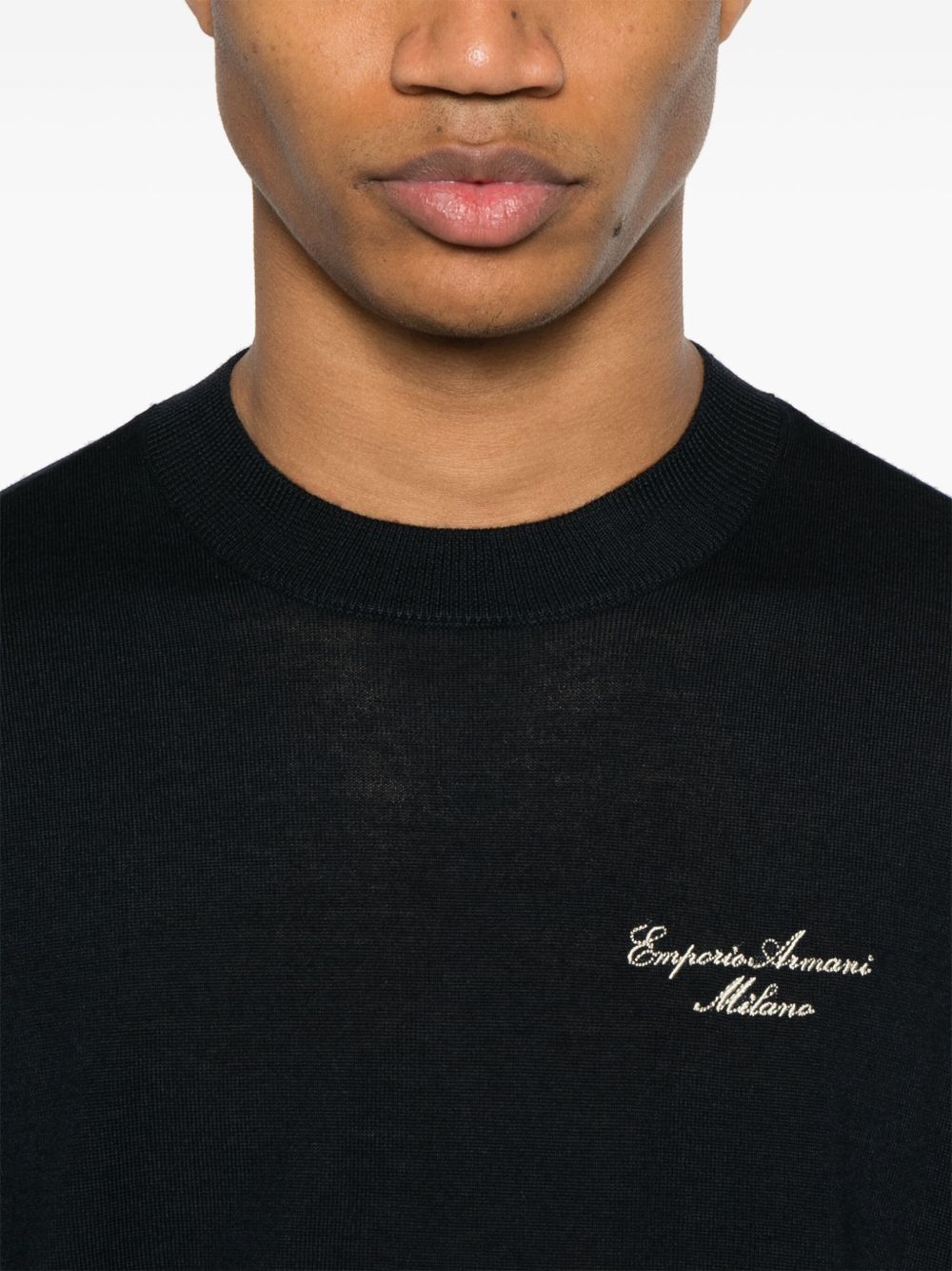 Emporio Armani Wool Blend Crewneck Sweater with Logo Emporio Armani 