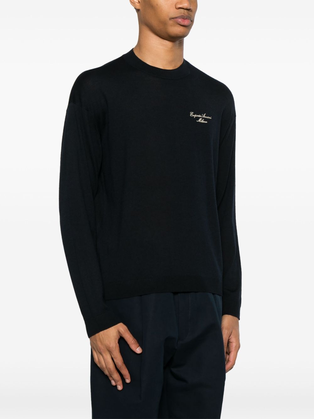 Emporio Armani Wool Blend Crewneck Sweater with Logo Emporio Armani 