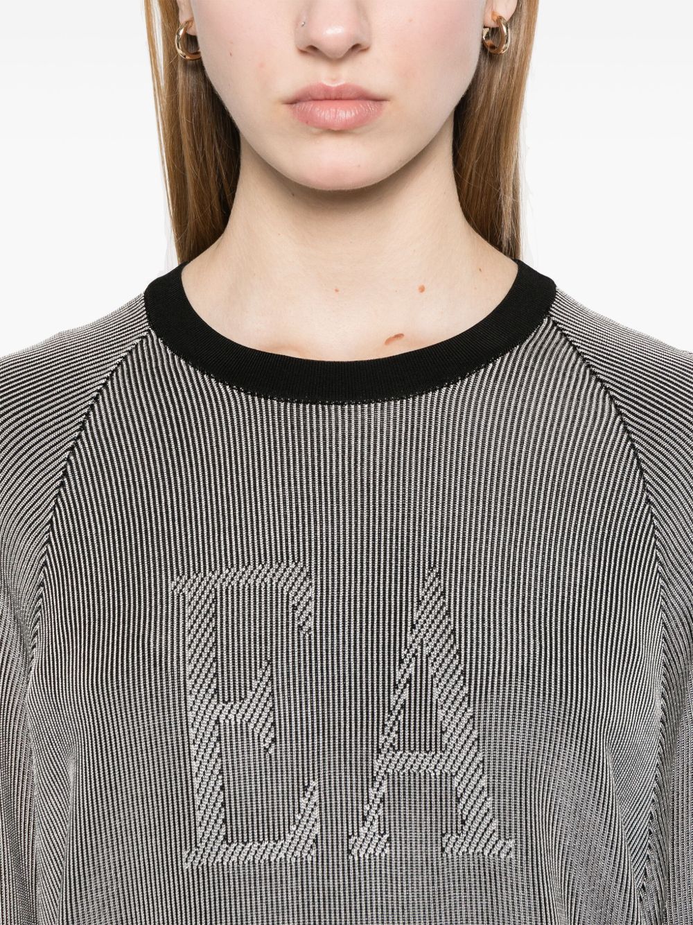 Emporio Armani Two-tone fisherman’s rib jumper with EA logo Emporio Armani