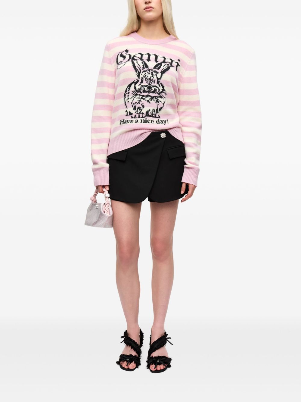 Ganni Striped Graphic Wool Bunny Jumper Ganni