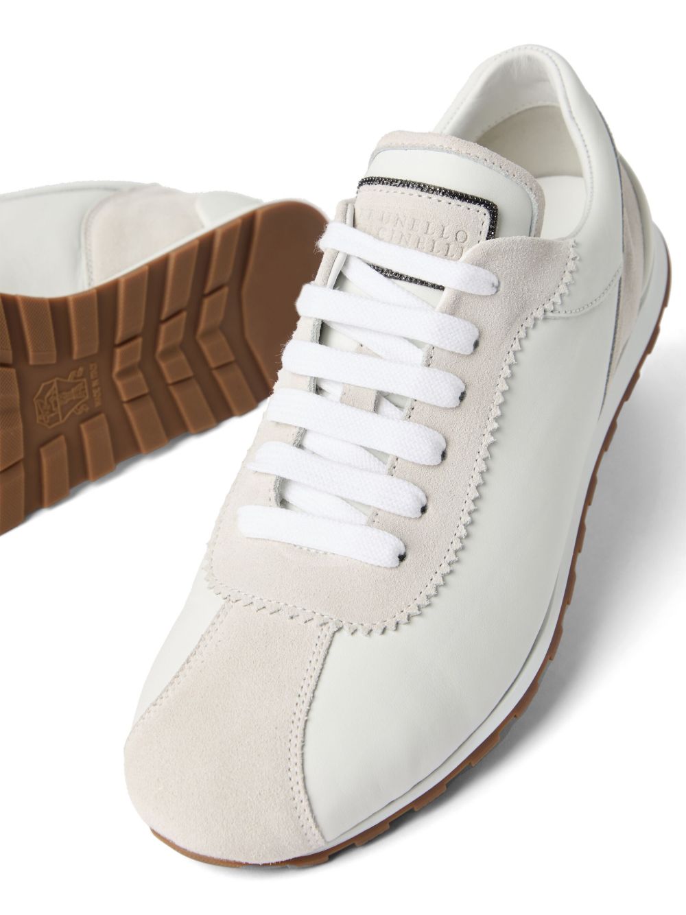 Brunello Cucinelli Suede and calfskin runners with monili Brunello Cucinelli