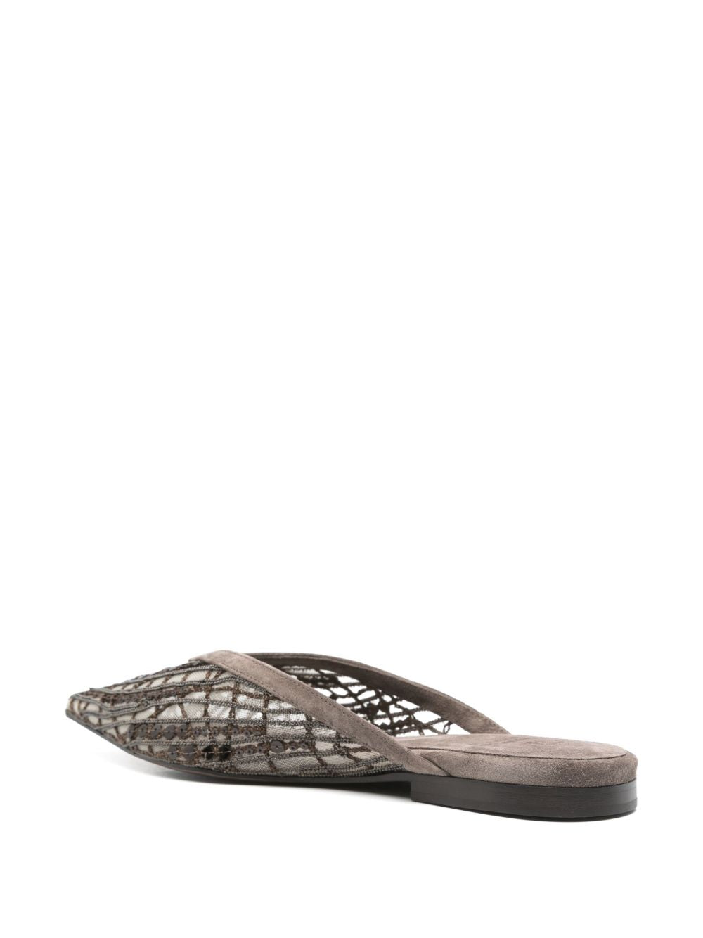 Brunello Cucinelli Flats Glistening Abstract Embroidery in suede Brunello Cucinelli