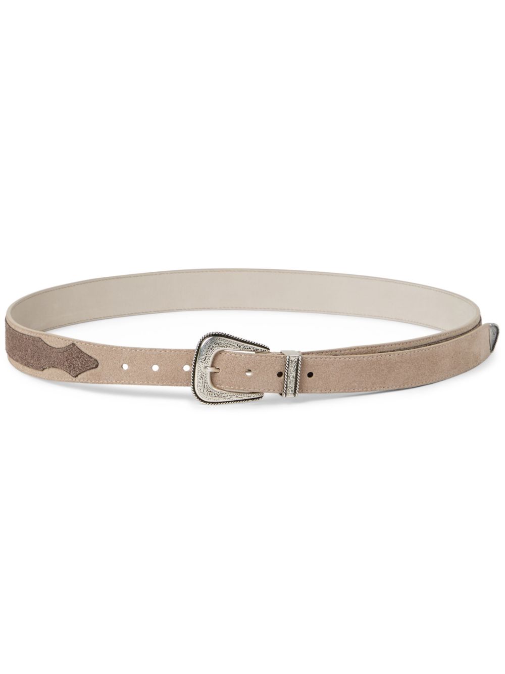 Brunello Cucinelli Two-tone belt in reversed calfskin with worked buckle and tip Brunello Cucinelli