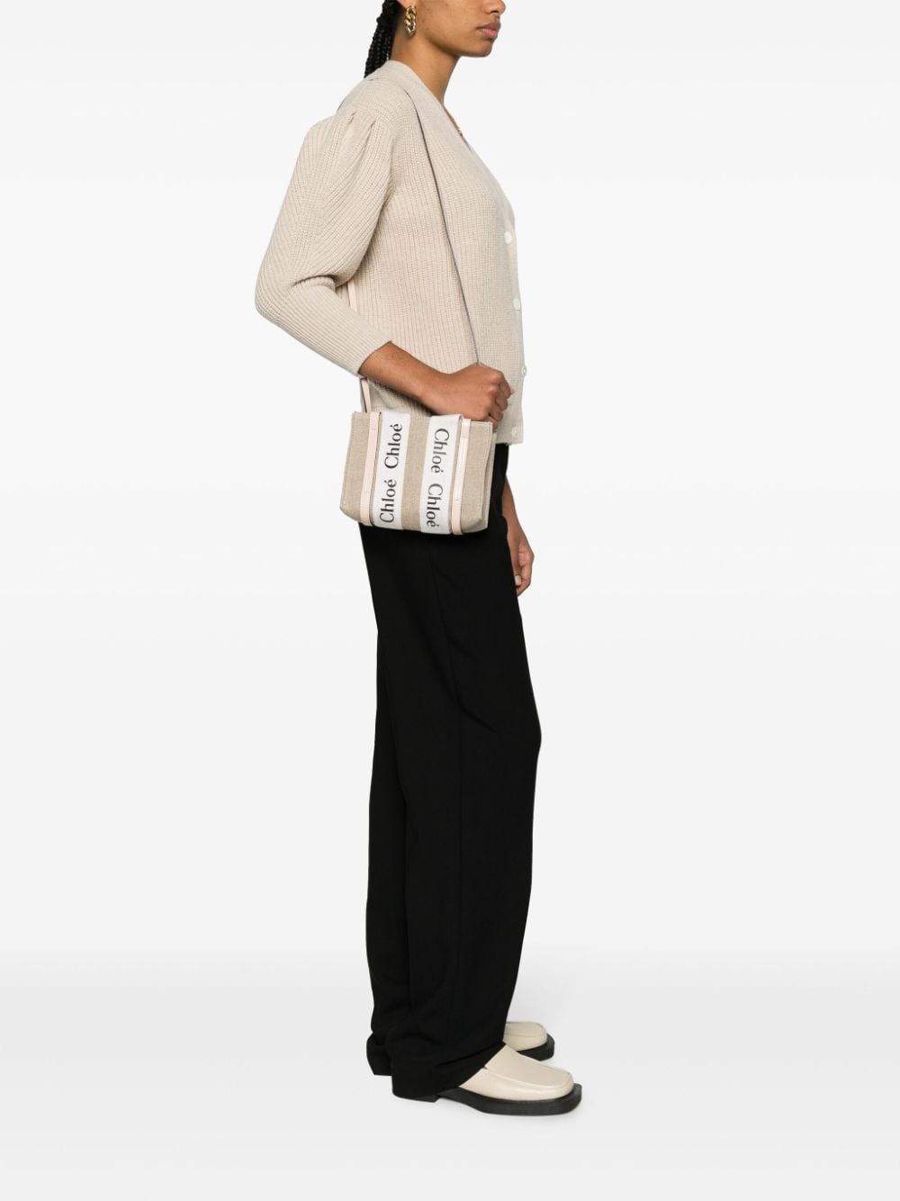 Chloé Woody mini linen tote bag Chloé