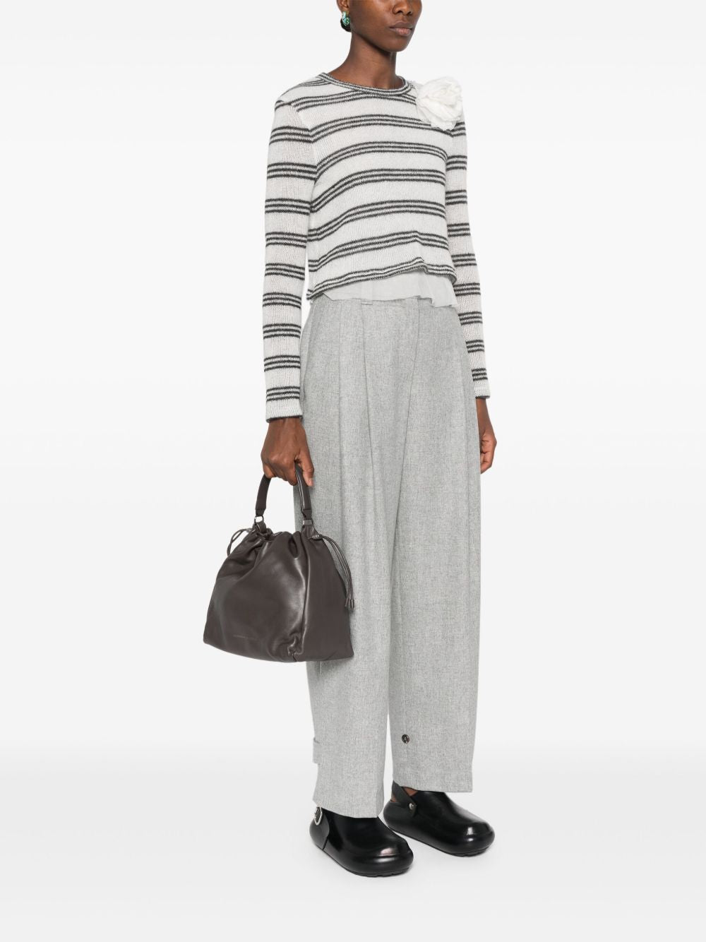 Brunello Cucinelli Mellow small bucket bag in soft leather with monili Brunello Cucinelli