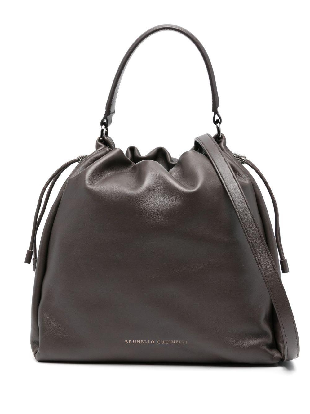 Brunello Cucinelli Mellow small bucket bag in soft leather with monili Brunello Cucinelli