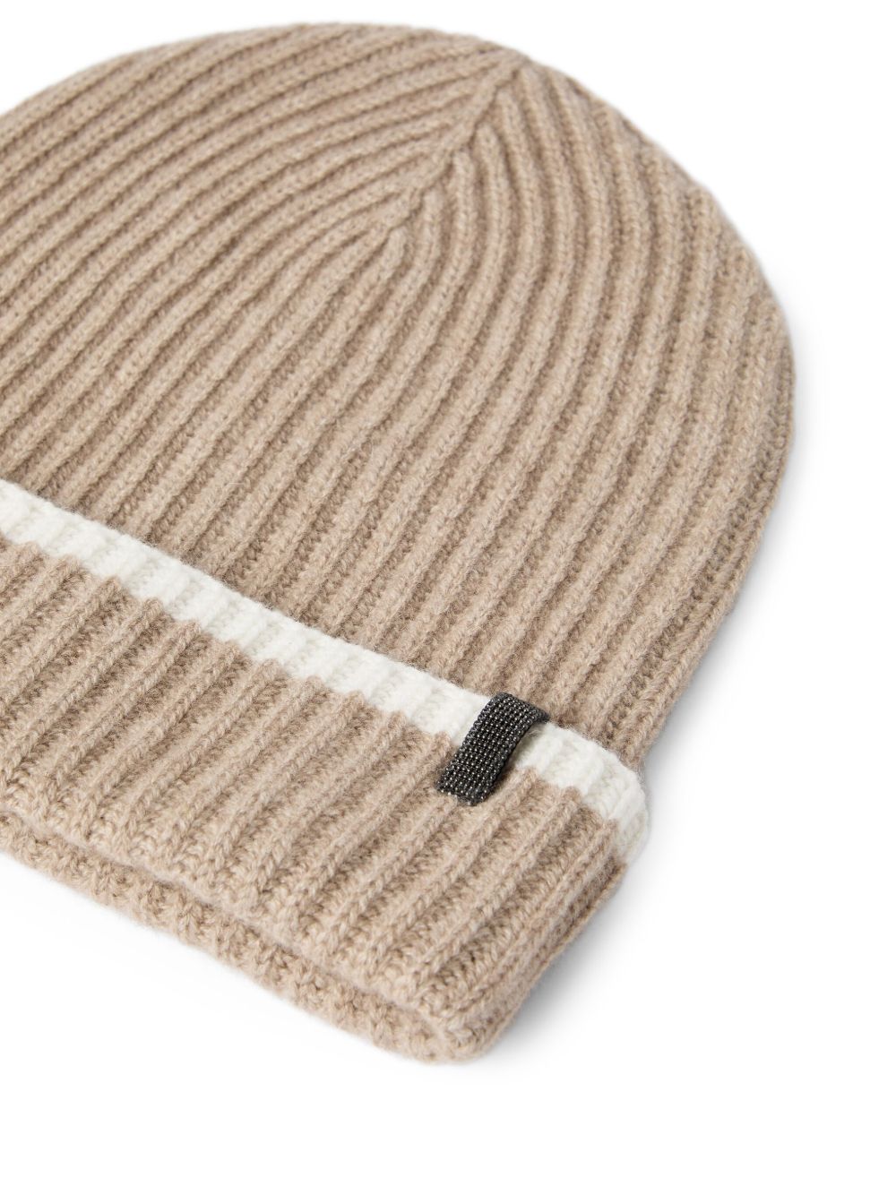 Brunello Cucinelli English rib cashmere knit skullcap with monili Brunello Cucinelli