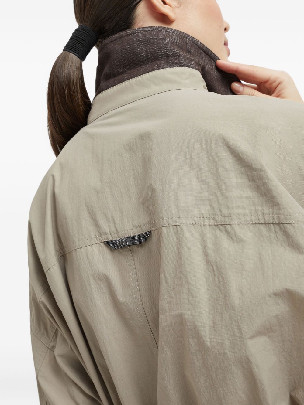 Brunello Cucinelli Water-resistant techno cotton trench with shiny detail Brunello Cucinelli