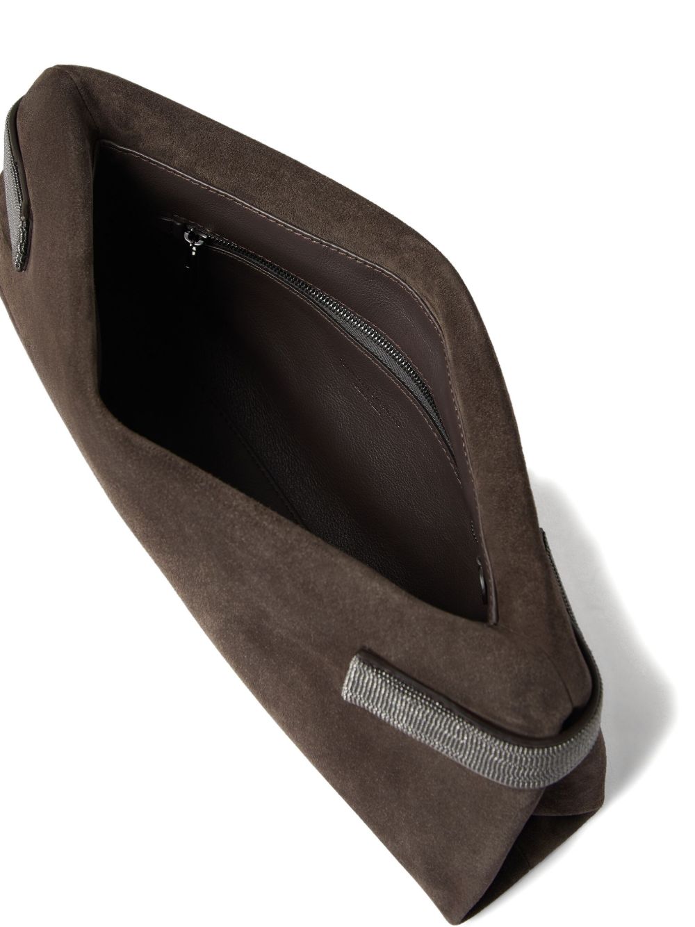 Brunello Cucinelli Essence pouch bag in suede with precious bands Brunello Cucinelli