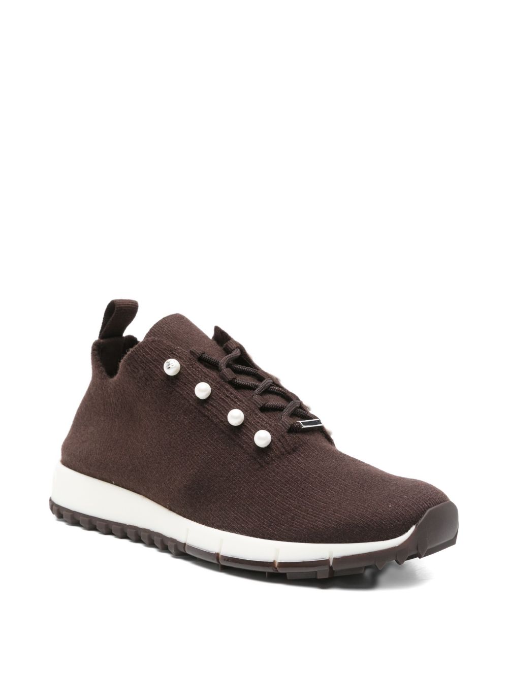 Jimmy Choo Veles Cashmere Melange Knit Trainers with Pearl Buttons Jimmy Choo