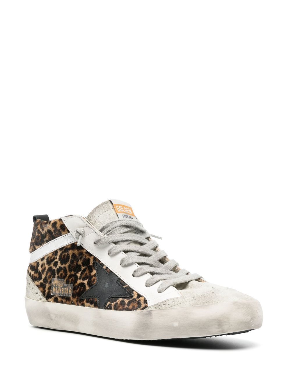 Golden Goose Mid Star Leo ponyskin shoe with star and comma - Gallerias