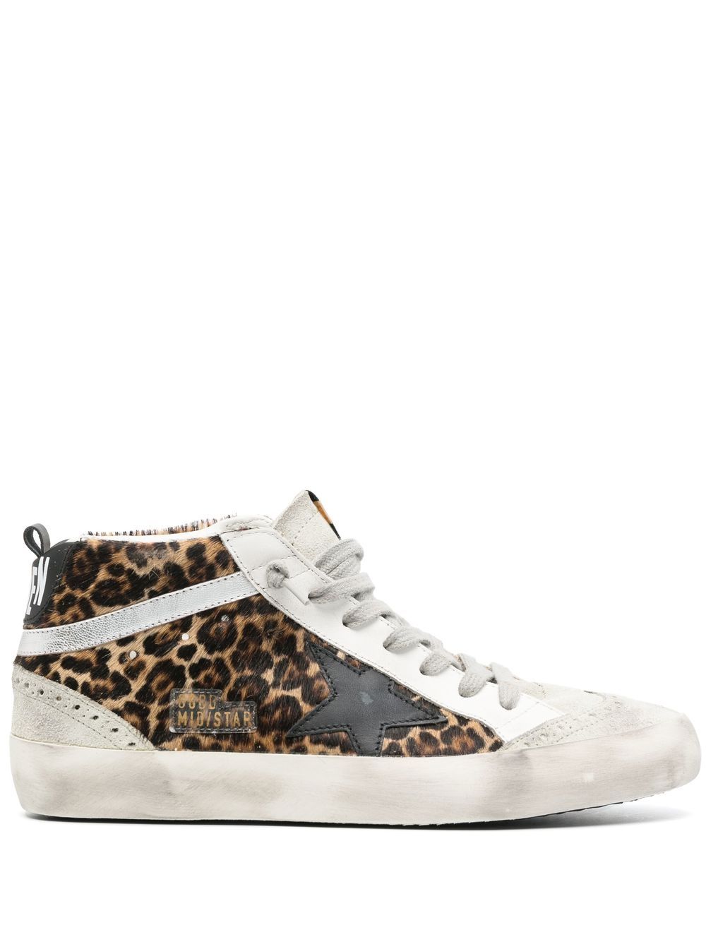 Golden Goose Mid Star Leo ponyskin shoe with star and comma - Gallerias