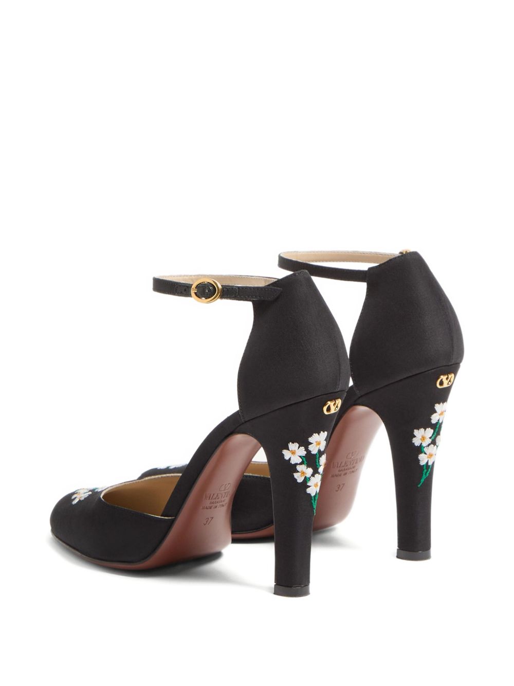Valentino Garavani Hi Dolly Pumps In Fabric With Floral Embroidery 105mm Valentino Garavani