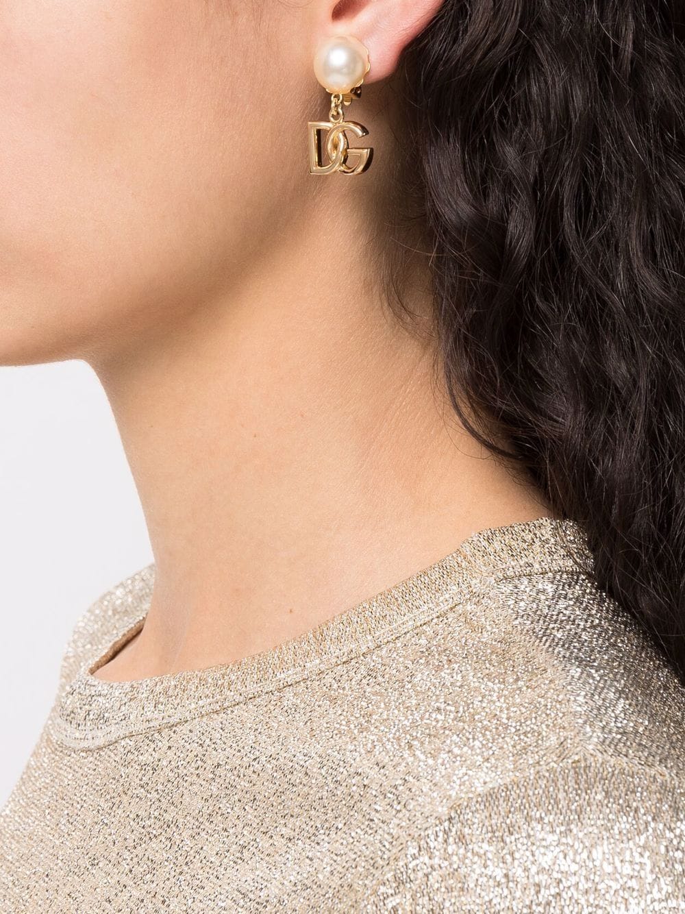 Dolce & Gabbana DG Logo and Pearl Earrings Dolce & Gabbana