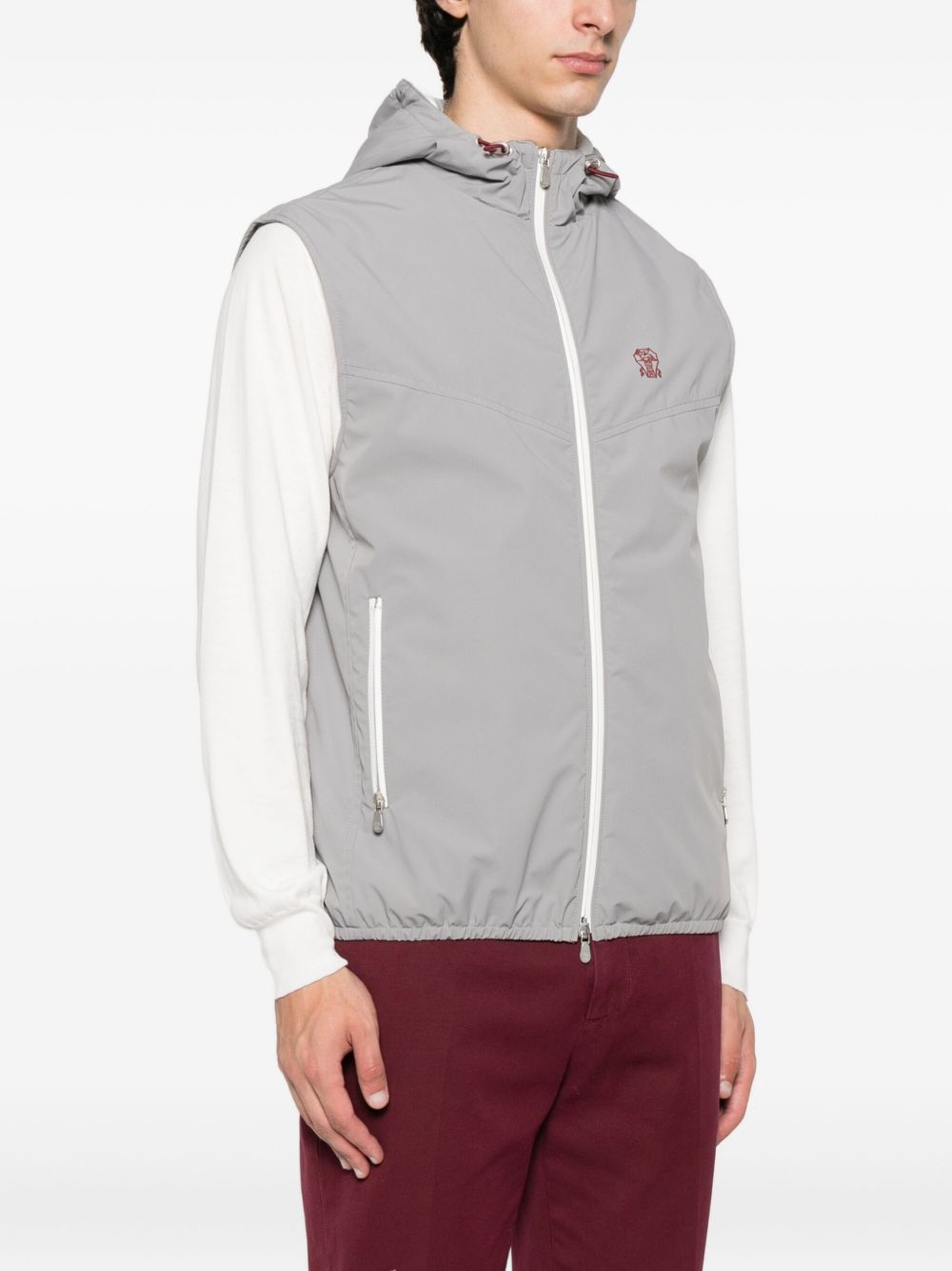 Brunello Cucinelli Hooded zip-front vest Brunello Cucinelli