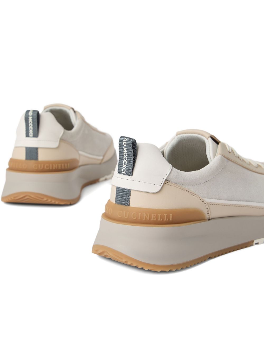 Brunello Cucinelli Washed suede and semi-polished calfskin runners Brunello Cucinelli 