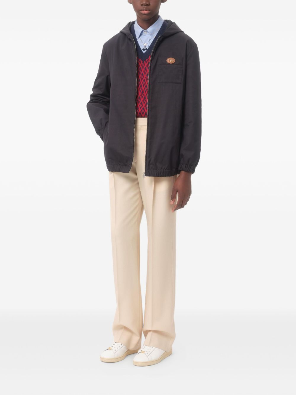 Valentino Nylon Hooded Jacket with VLogo Patch Valentino