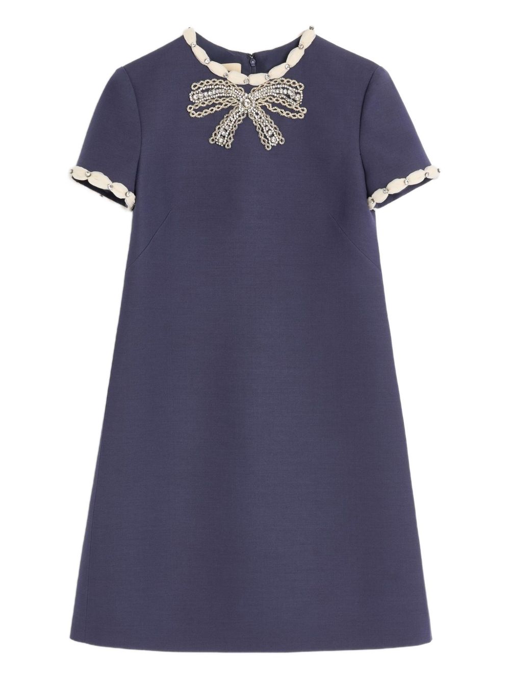 Valentino Short Embroidered Crepe Couture Dress Valentino