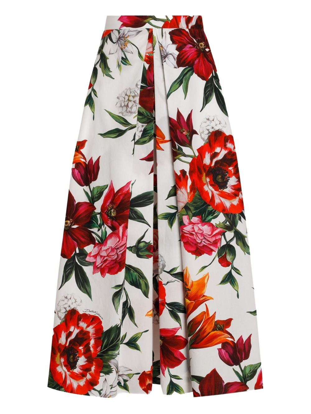 Dolce & Gabbana Flower-print pleated poplin skirt Dolce & Gabbana 