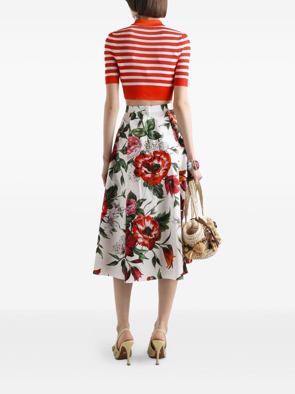 Dolce & Gabbana Flower-print pleated poplin skirt Dolce & Gabbana 