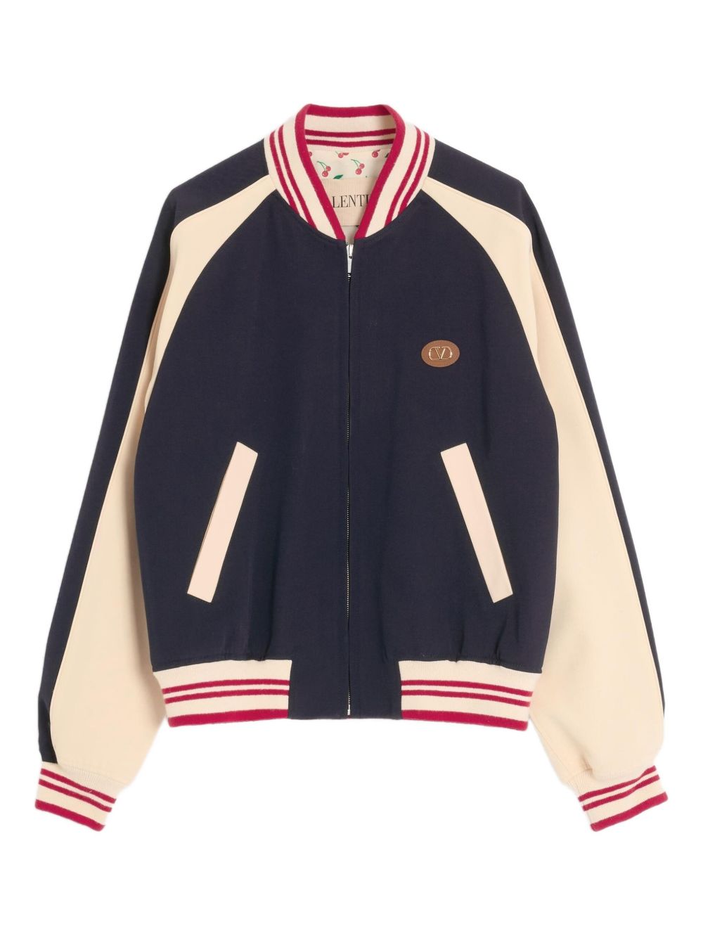 Valentino Wool and Cotton Bomber Jacket with Vlogo and Le Chat De La Maison Patch Valentino