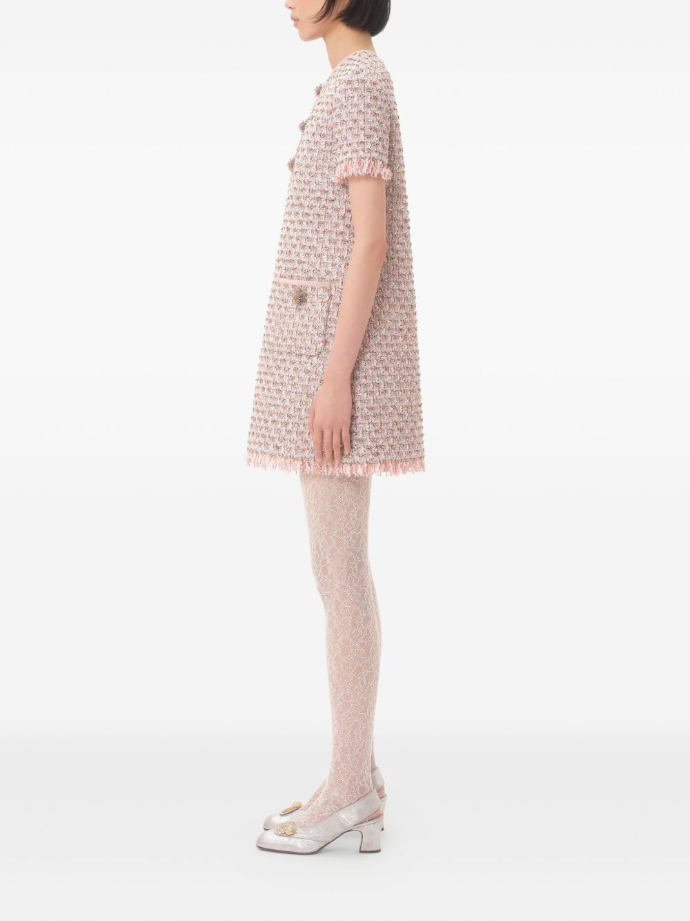 Valentino Short Dress in Embroidered Ribbon Tweed Valentino