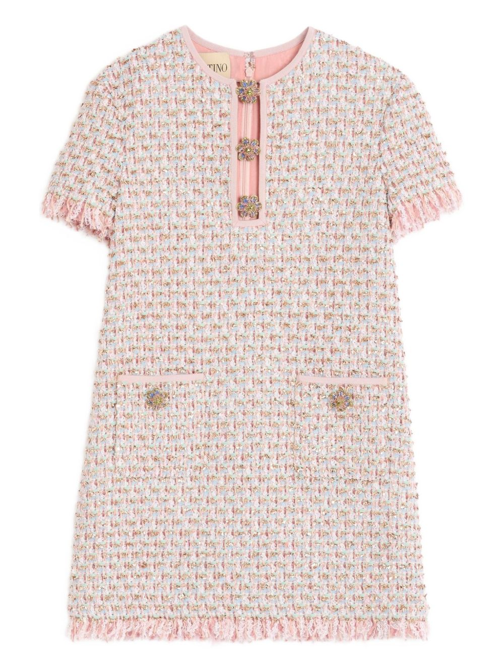 Valentino Short Dress in Embroidered Ribbon Tweed Valentino