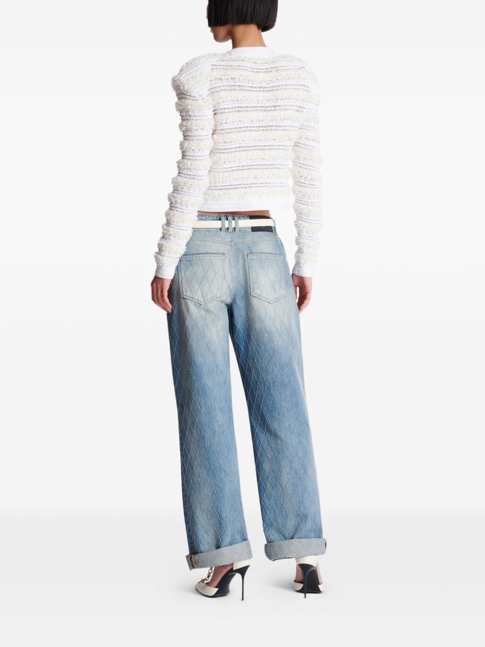 Balmain Long-sleeved tweed-effect knit cardigan Balmain