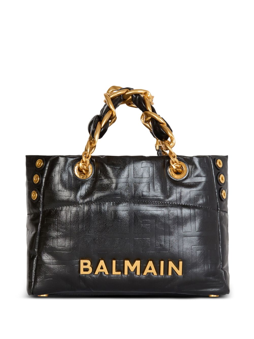 Balmain 1945 Soft PB-monogrammed crinkled small leather tote bag Balmain