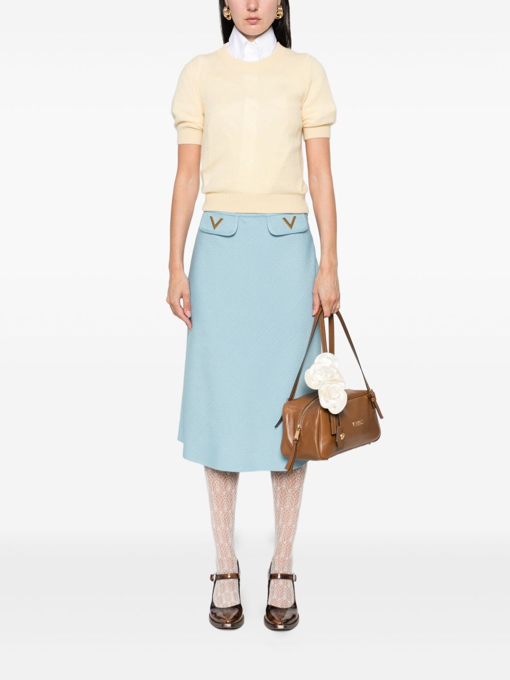 Valentino V-detail A-line midi skirt Valentino