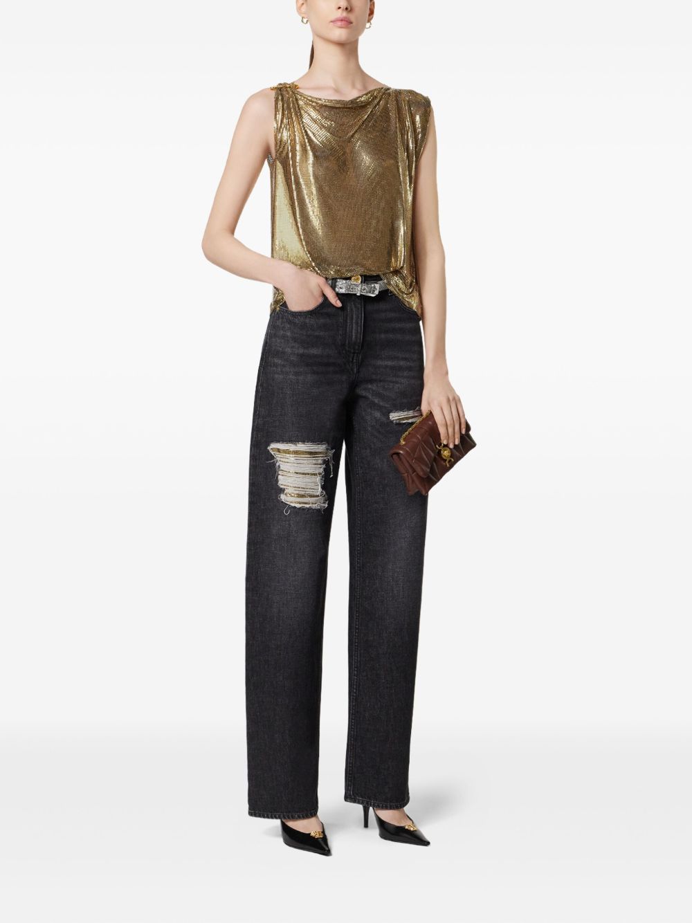 Versace Metal Mesh Regular-Fit Jeans Versace