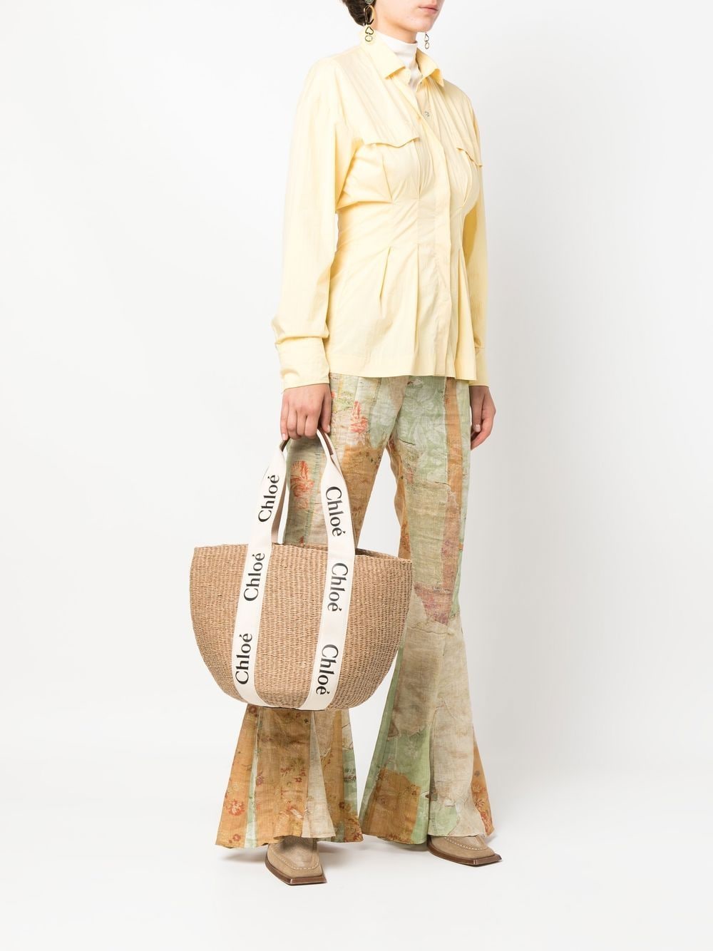 Chloé Large Woody basket bag in natural fibres Chloé