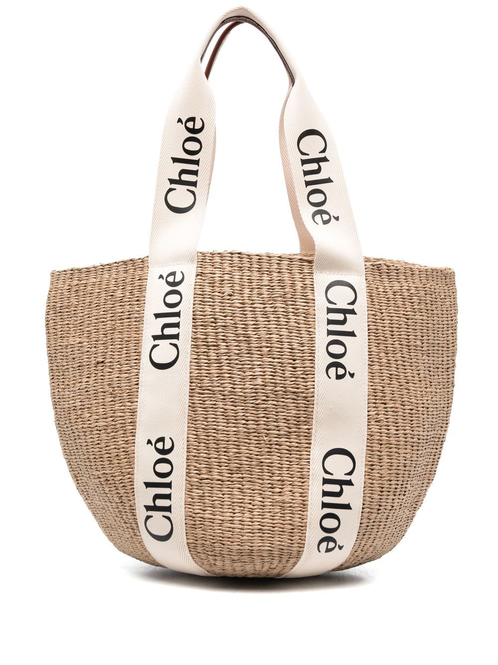 Chloé Large Woody basket bag in natural fibres Chloé