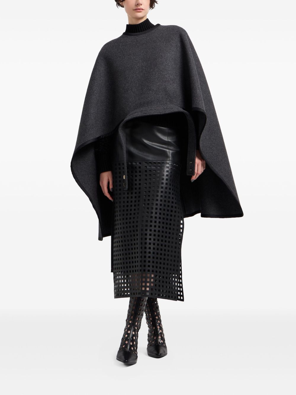 Emporio Armani Capsule Polygon longuette skirt in vegetable nappa leather with laser-cut perforations Emporio Armani 