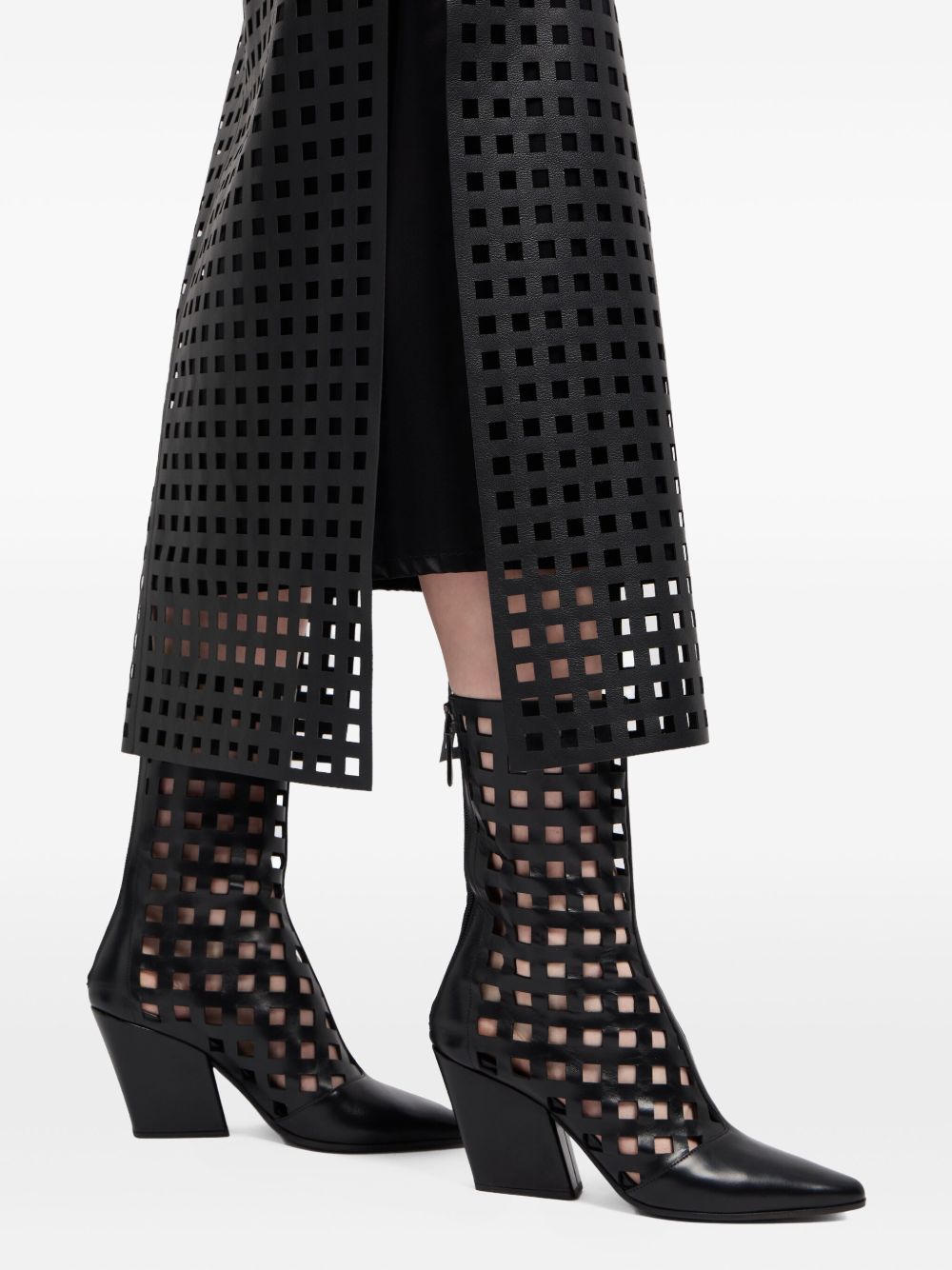 Emporio Armani Capsule Polygon longuette skirt in vegetable nappa leather with laser-cut perforations Emporio Armani 
