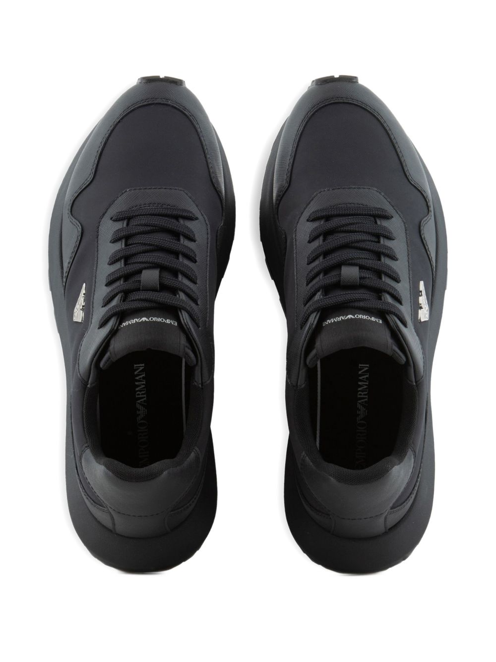 EMPORIO ARMANI EXCLUSIVE Logo-charm lace-up sneakers EMPORIO ARMANI EXCLUSIVE