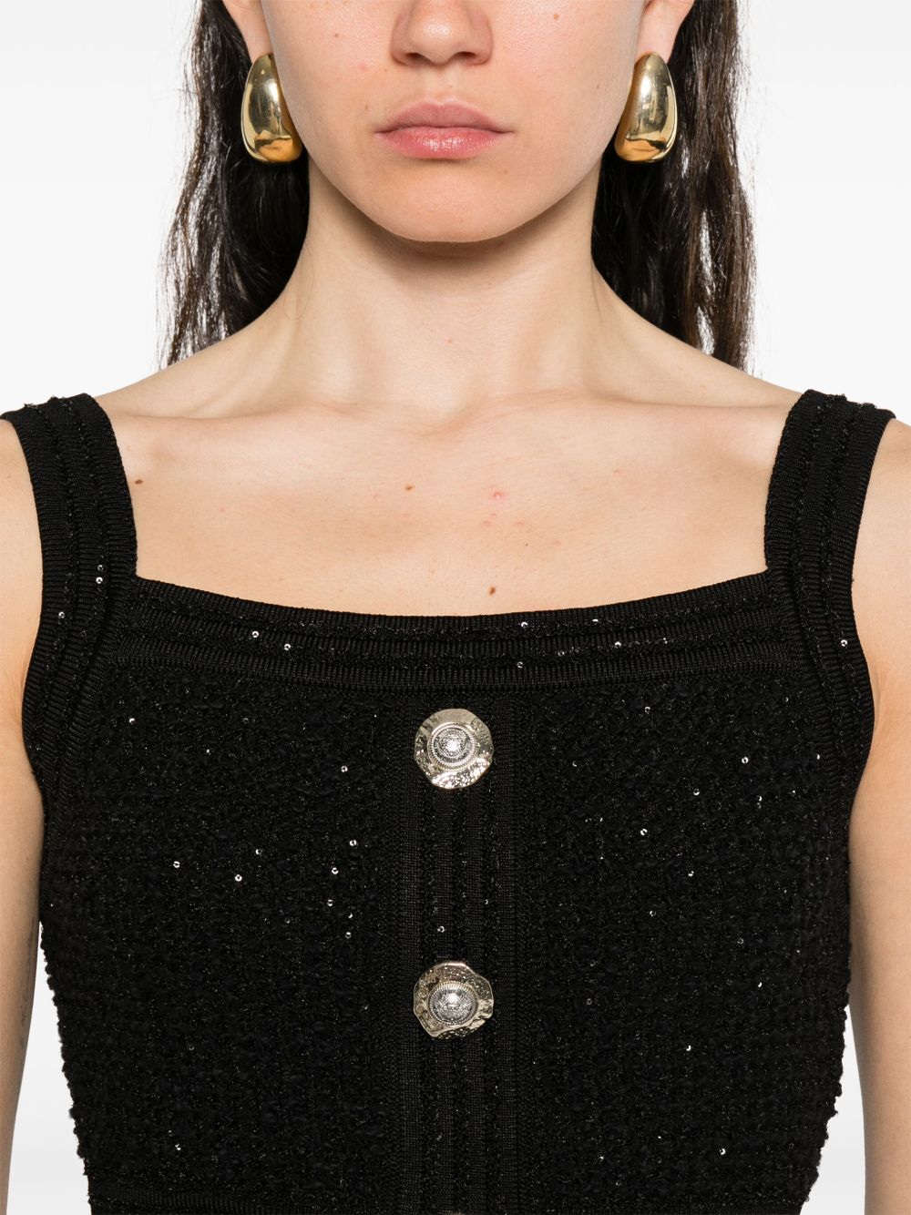 Balmain Black Sleeveless Tops Balmain