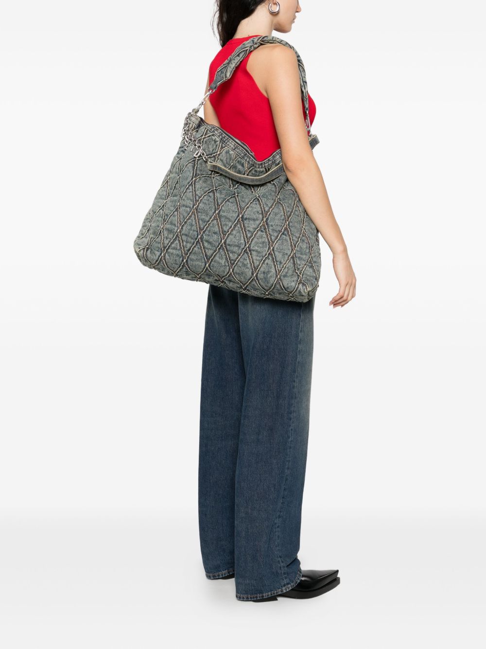 Diesel quilted chain-embellished shoulder bag Diesel
