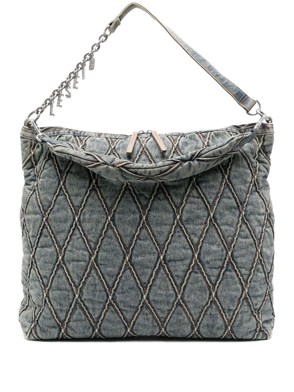 Diesel quilted chain-embellished shoulder bag Diesel