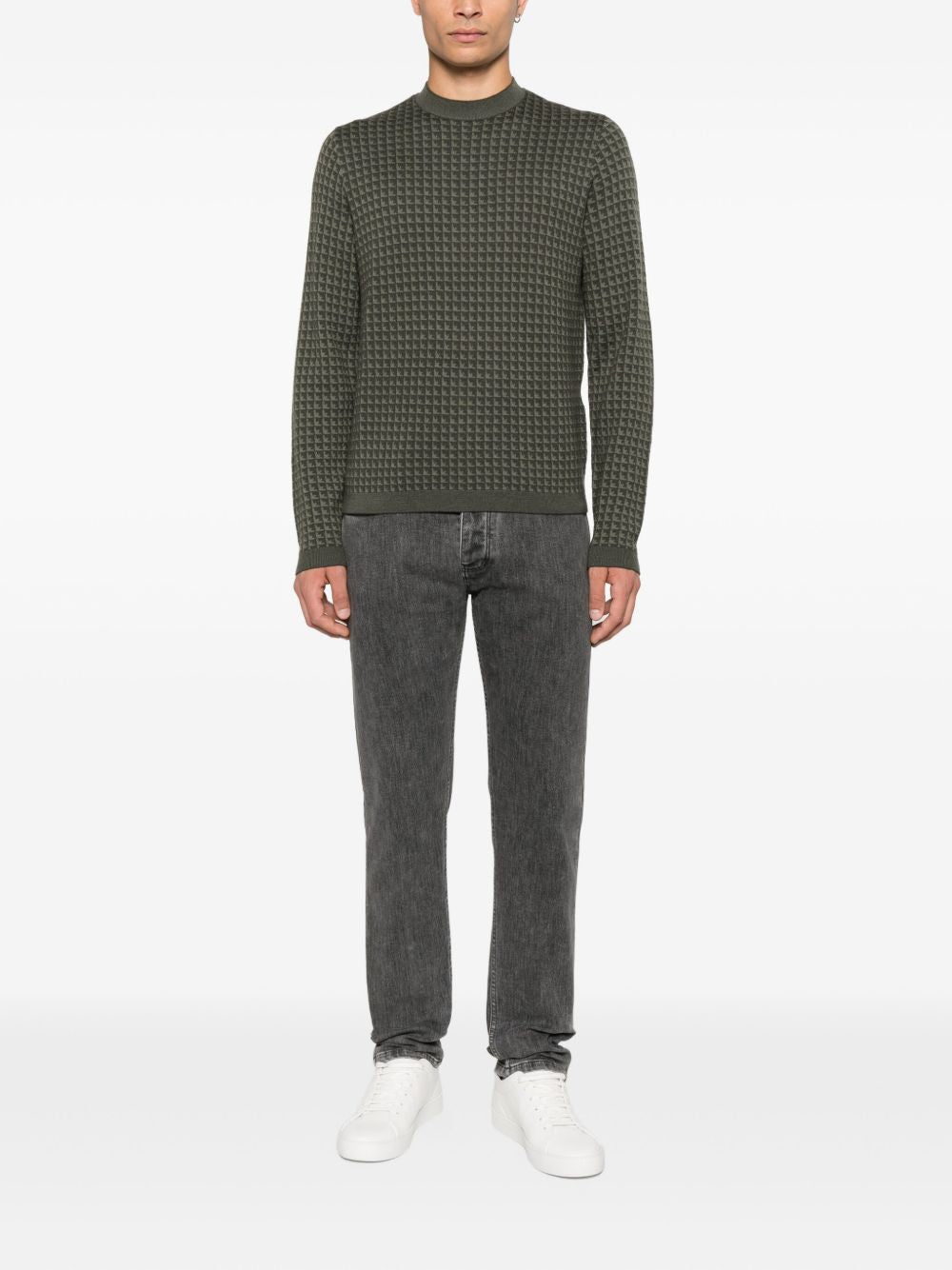 Emporio Armani Geometric-pattern virgin-wool sweater Emporio Armani 