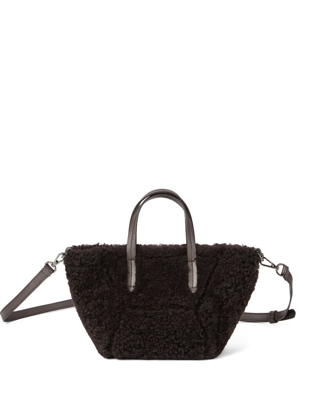 Brunello Cucinelli BC Duo mini bag in curly shearling with monili Brunello Cucinelli