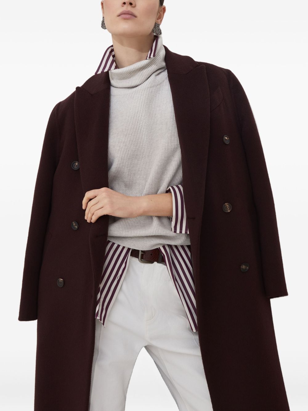 Brunello Cucinelli Coats Bordeaux Brunello Cucinelli