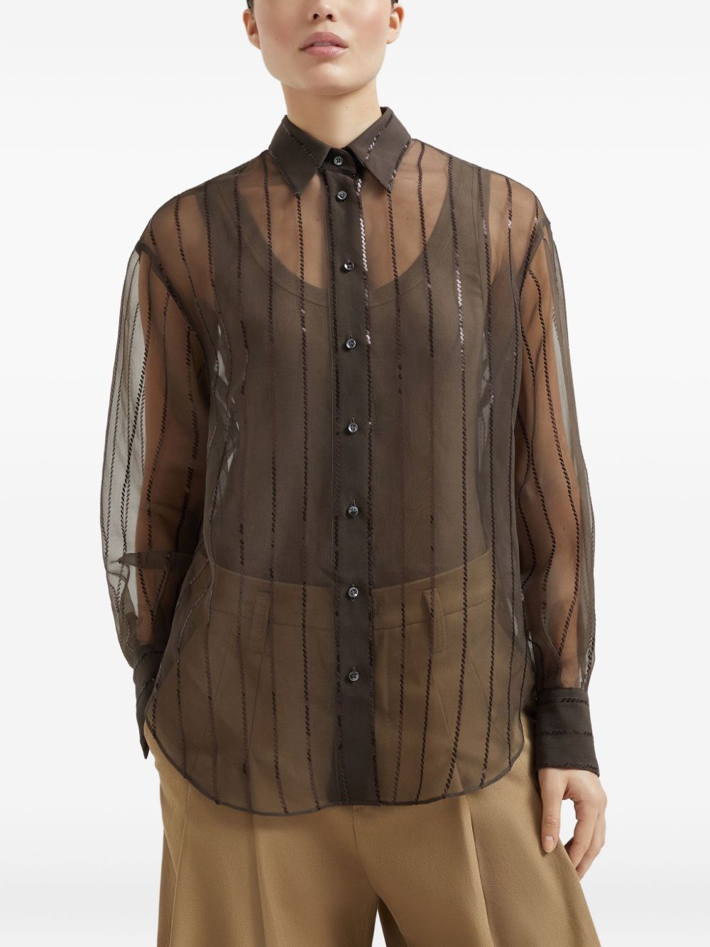 Brunello Cucinelli Shirts Brown Brunello Cucinelli