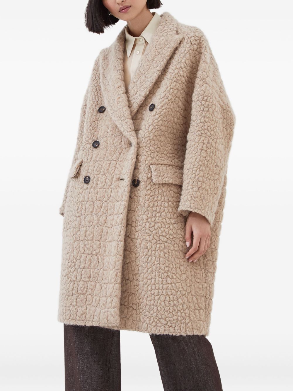 Brunello Cucinelli Virgin wool and mohair coat with dazzling croc motif Brunello Cucinelli