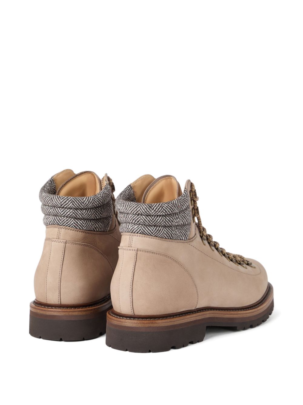 Brunello Cucinelli Nubuck mountain-style boots with wool and cashmere insert Brunello Cucinelli