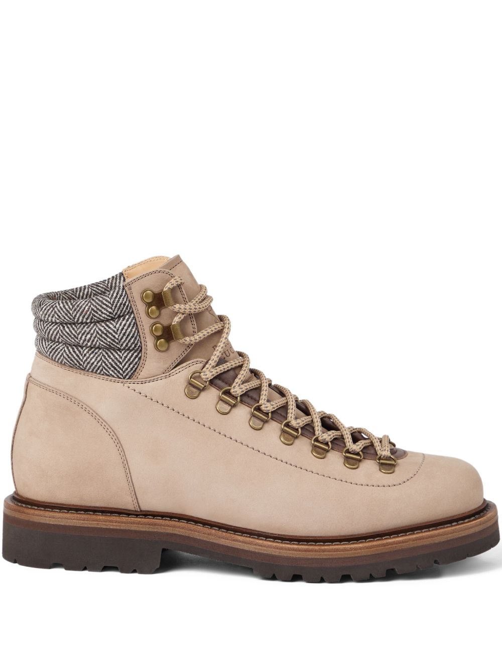 Brunello Cucinelli Nubuck mountain-style boots with wool and cashmere insert Brunello Cucinelli