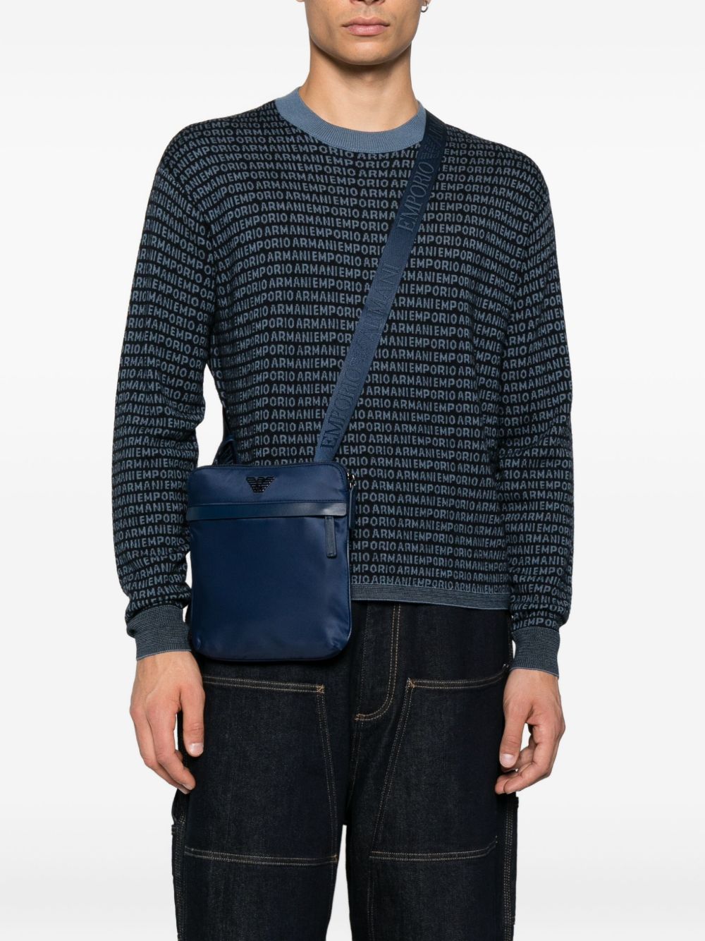 Emporio Armani ASV recycled-nylon flat shoulder bag Emporio Armani 