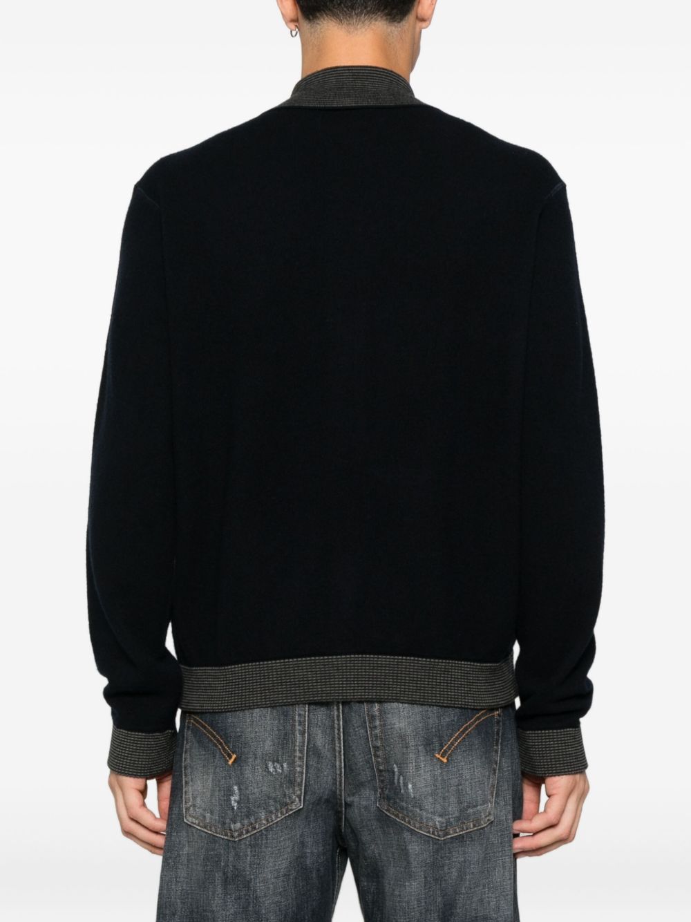 Emporio Armani Ribbed-trimmed zip-up cardigan Emporio Armani 